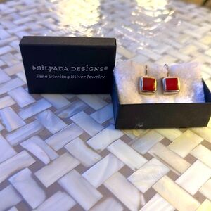 Sterling Silver 925  Earrings Red Silpada Designs NEW